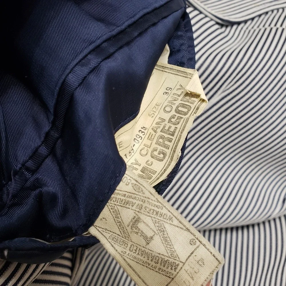 VTG McGregor Suit Mens 39 Blue Button Long Sleeve Striped‎ Sport Coat